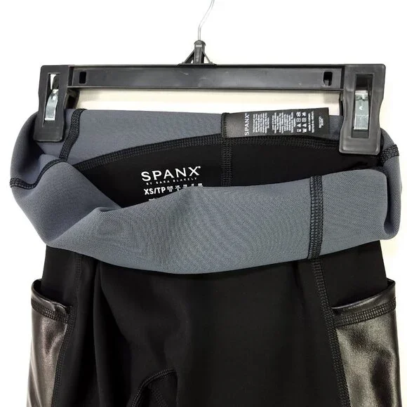 Spanx Every Wear Gloss Pockets Leggings Womens Size XS Very Black Tummy Control - Picture 4 of 16